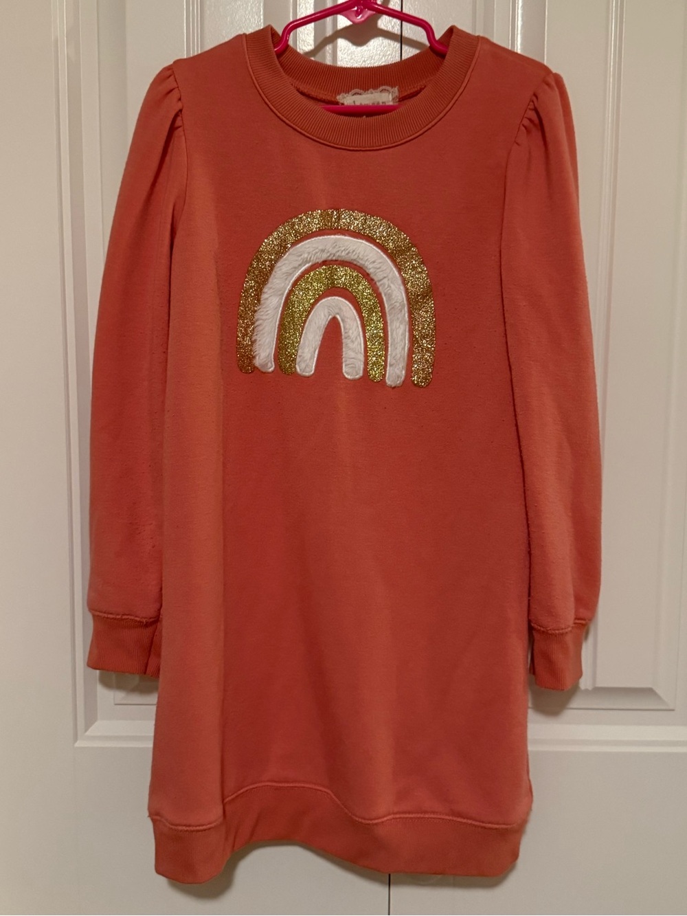 Girls' Sweater Dress with Glitter Rainbow - Size 6